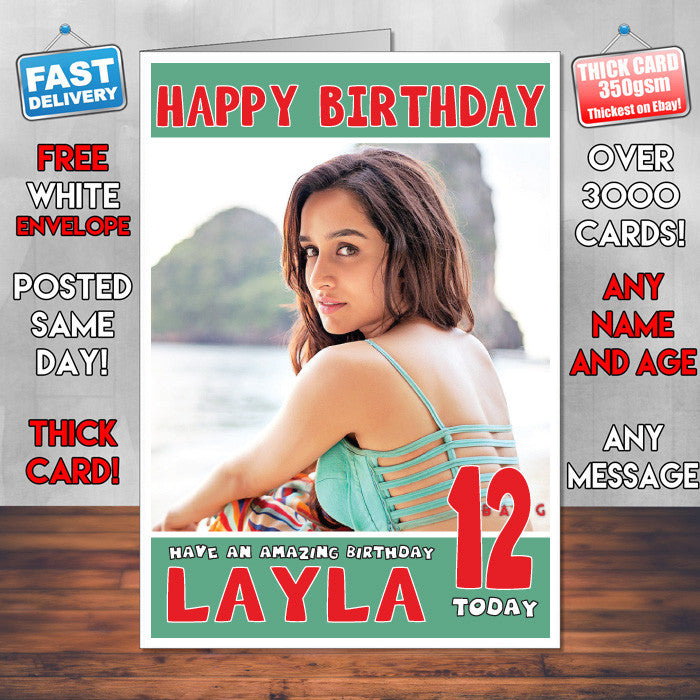 Personalised Shraddha Kapoor 1 Bollywood Inspired Style Birthday Card (SA)
