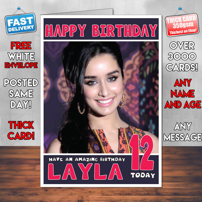 Personalised Shraddha Kapoor 2 Bollywood Inspired Style Birthday Card (SA)