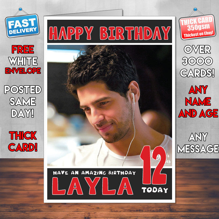 Personalised Sidharth Malhotra 2 Bollywood Inspired Style Birthday Card (SA)