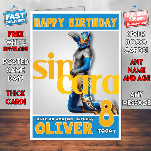 Personalised Sin Cara 2 WWE Inspired Style Birthday Card (SA)