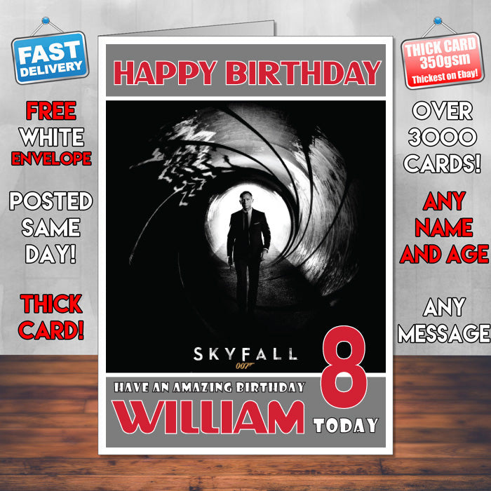 Personalised Skyfall 007 2012 INSPIRED THEME Movie Birthday Card (SA)