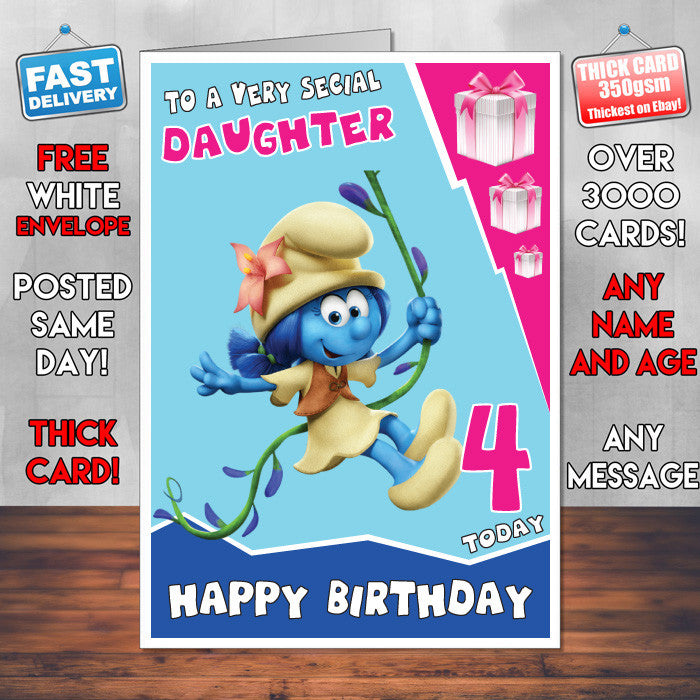 Personalised Smurfs 3D 2 Birthday Card (SA)