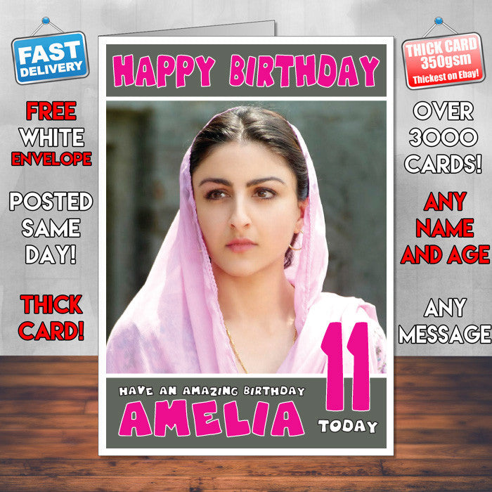 Personalised Soha Ali Khan Bollywood Inspired Style Birthday Card (SA)
