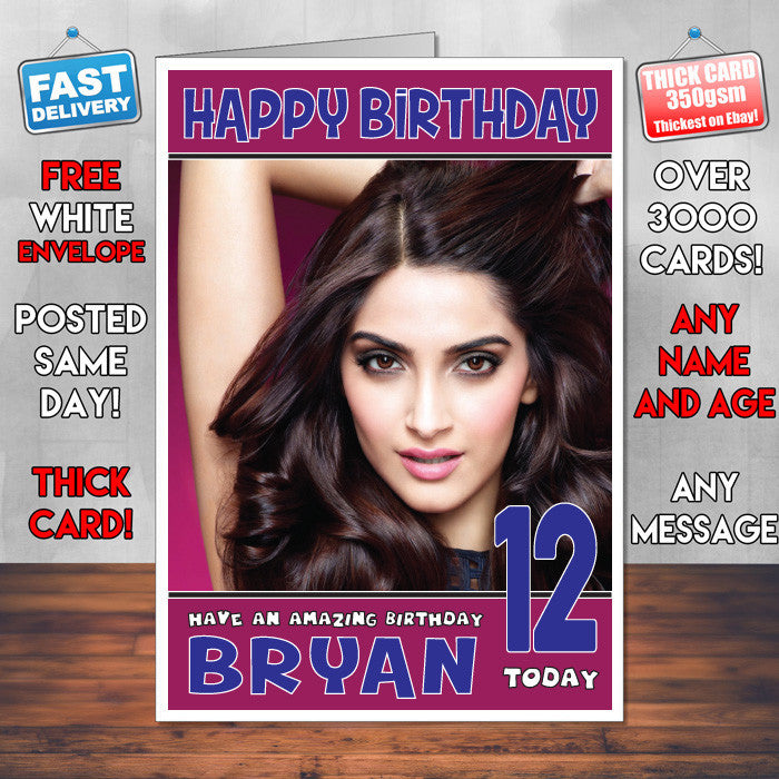 Personalised Sonam Kapoor Celebrity Inspired Style Birthday Card (SA)