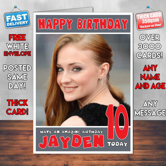 Personalised Sophie Turner 2 Celebrity Inspired Style Birthday Card (SA)