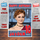 Personalised Sophie Turner 3 Celebrity Inspired Style Birthday Card (SA)