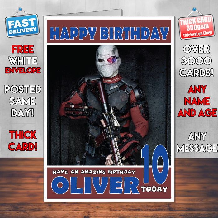 Personalised Suicide Squad Will Smith Deadshot INSPIRED THEME Movie Birthday Card (SA)