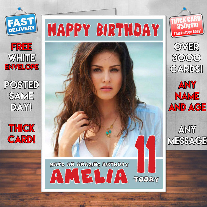 Personalised Sunny Leone 2 Bollywood Inspired Style Birthday Card (SA)