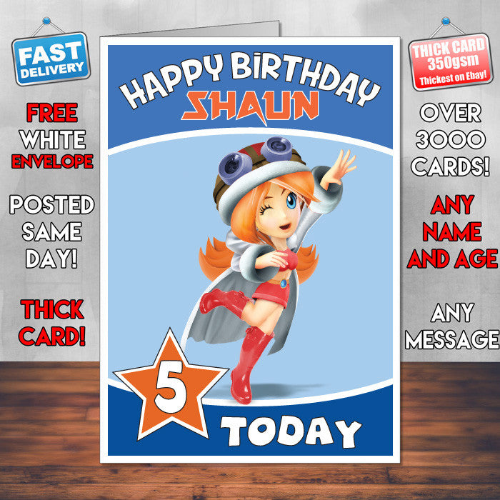 Personalised Super Girls Style Inspired Cartoon Birthday Card (SA)