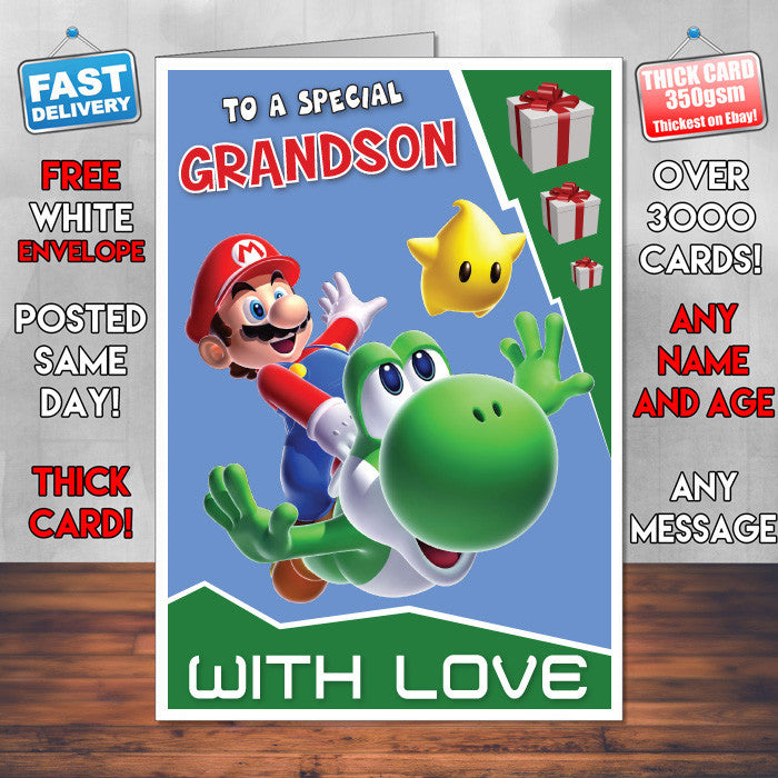 Personalised Super Mario 3 Birthday Card (SA)