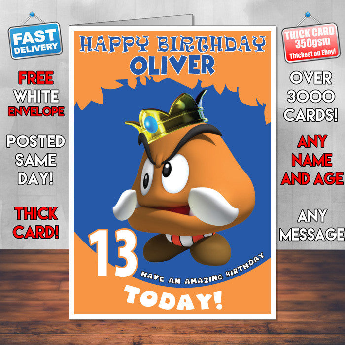 Personalised Super Mario Cast Birthday Card (SA)