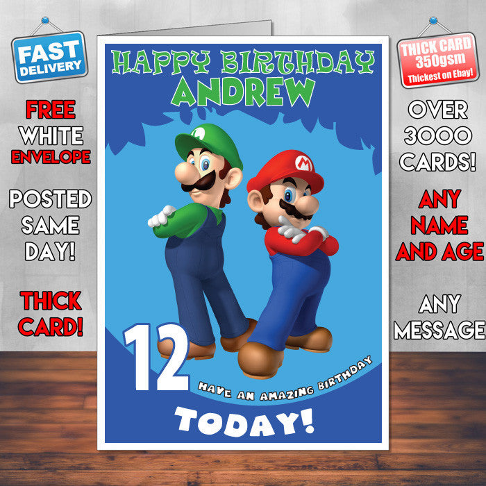 Personalised Super Mario Bros Birthday Card (SA)
