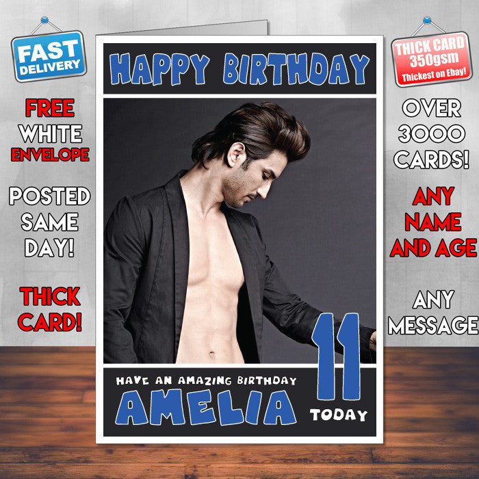 Personalised Sushant Singh Bollywood Inspired Style Birthday Card (SA)