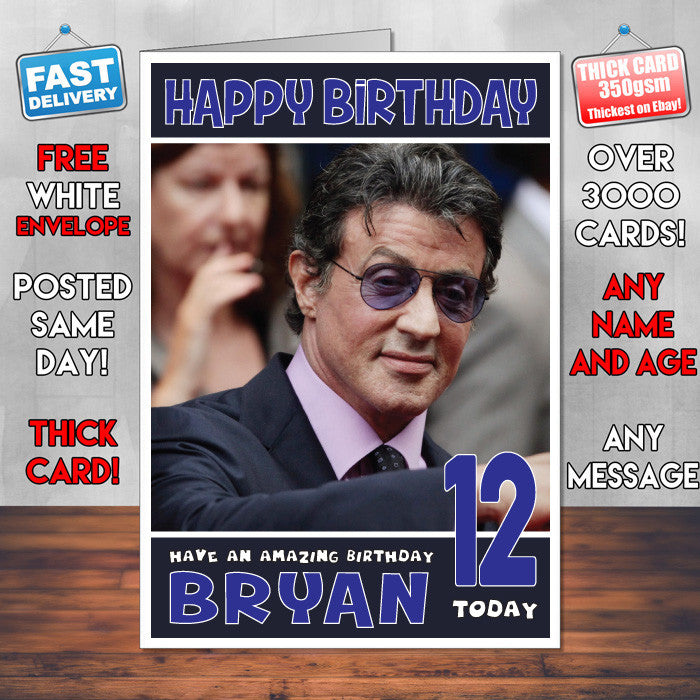 Personalised Sylvester Stallone Celebrity Inspired Style Birthday Card (SA)