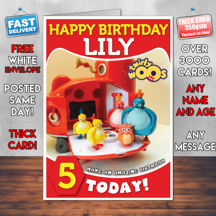 Personalised TWIRLYWOOS 11 Style Theme Personalised Kidshows Birthday Card (SA)