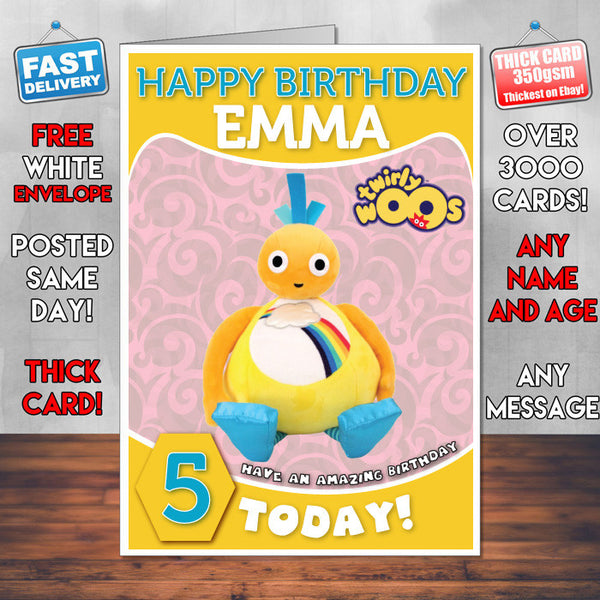 Personalised TWIRLYWOOS 5 Style Theme Personalised Kidshows Birthday Card (SA)