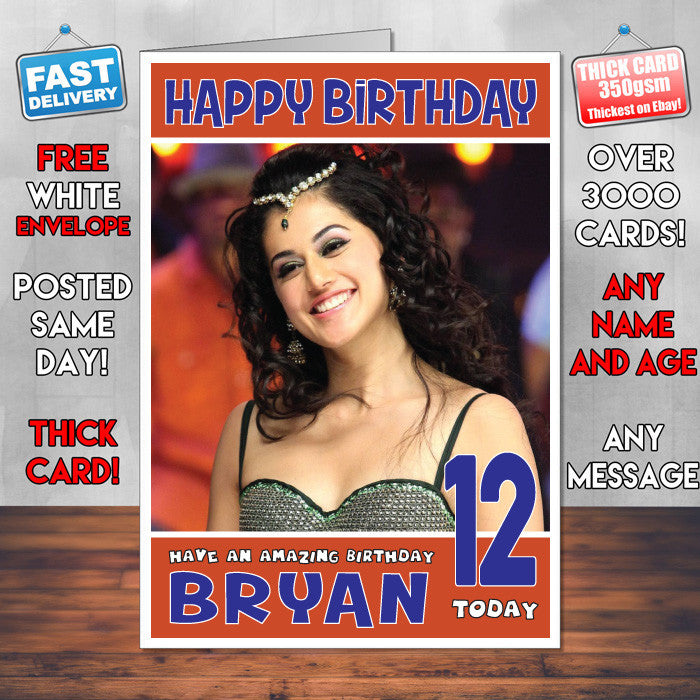 Personalised Tapsee Pannu Celebrity Inspired Style Birthday Card (SA)