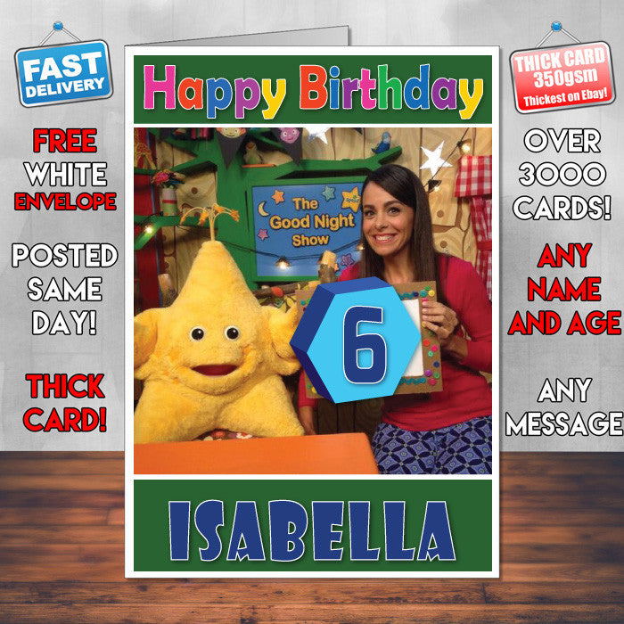 Personalised The Goodnight Show 2 Style Theme Personalised Kidshows Birthday Card (SA)