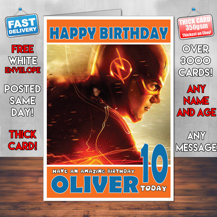 Personalised The Flash Cw INSPIRED THEME Movie Birthday Card (SA)
