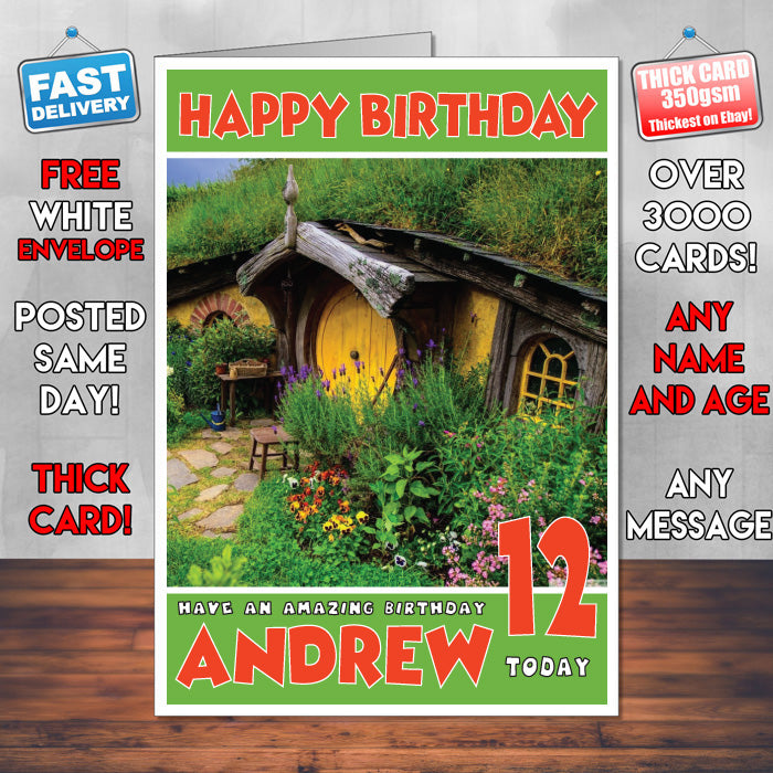 Personalised the Hobbit Village Inspired Theme Movie Birthday Card