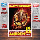 Personalised The Hunger Games Catching Fire INSPIRED THEME Movie Birthday Card (SA)