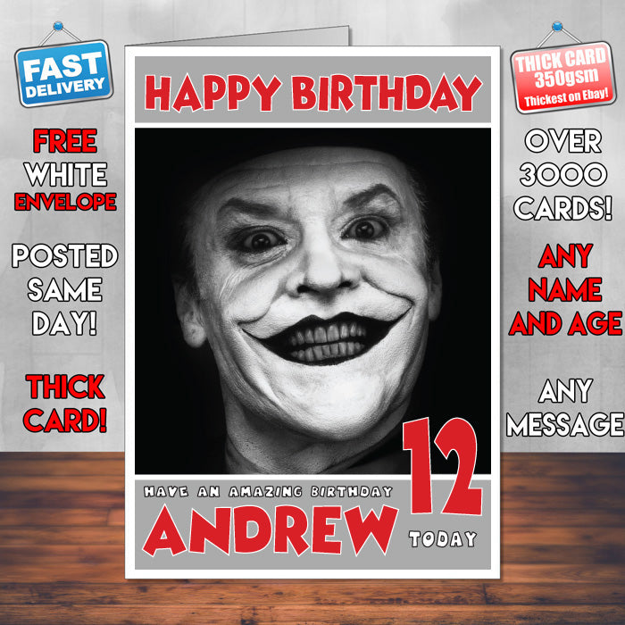 Personalised The Joker INSPIRED THEME Movie Birthday Card (SA)