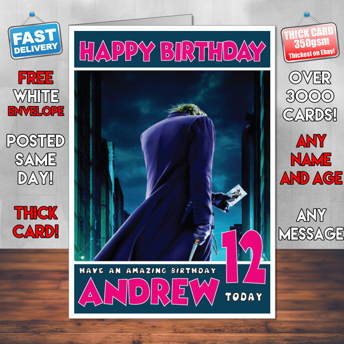 Personalised the Joker the Dark Knight Inspired Theme Movie Birthday Card