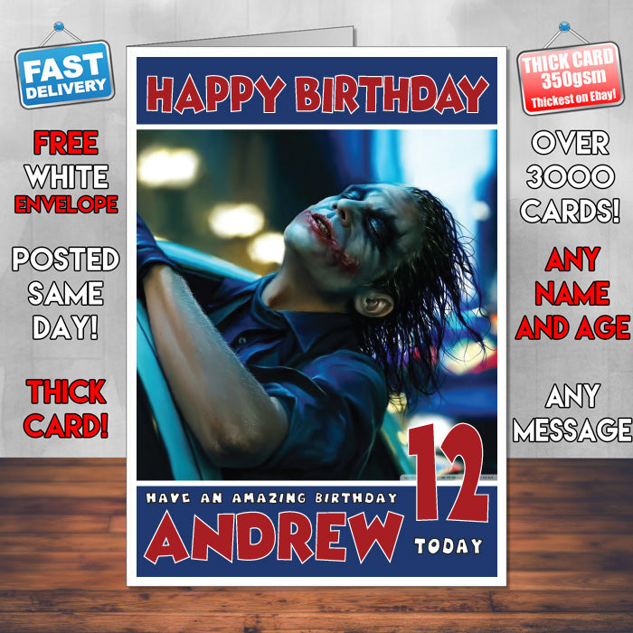 Personalised The Joker Painting INSPIRED THEME Movie Birthday Card (SA)