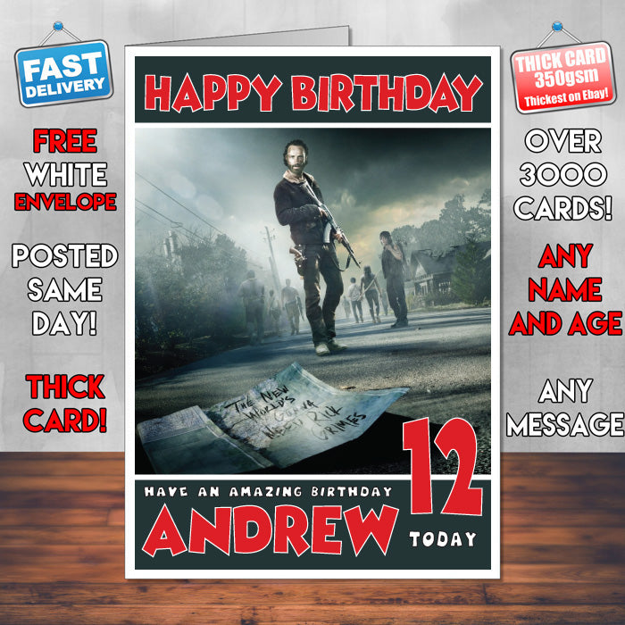 Personalised The Walking Dead 8 INSPIRED THEME Movie Birthday Card (SA)