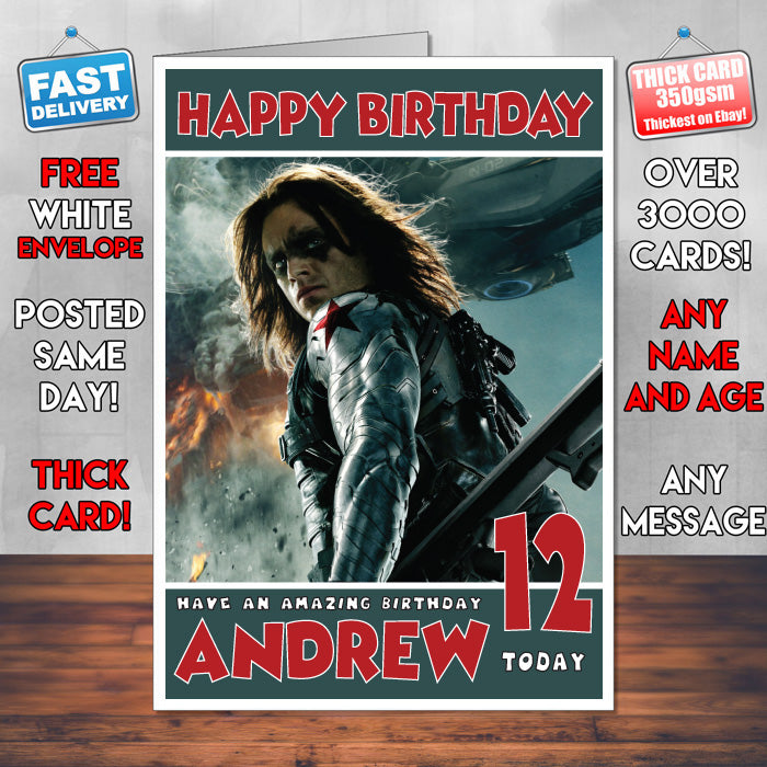 Personalised The Winter Soldier 2 INSPIRED THEME Movie Birthday Card (SA)