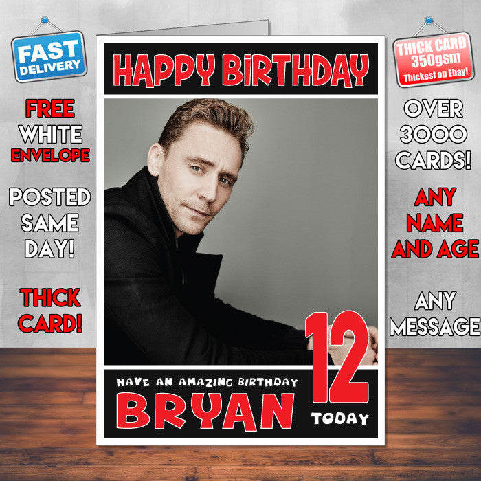 Personalised Tom Hiddleston Celebrity Inspired Style Birthday Card (SA)