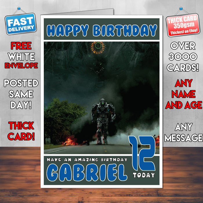 Personalised Transformers 15 INSPIRED THEME Movie Birthday Card (SA)