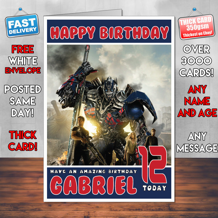 Personalised Transformers 4 Age Of Extinction 2014 INSPIRED THEME Movie Birthday Card (SA)