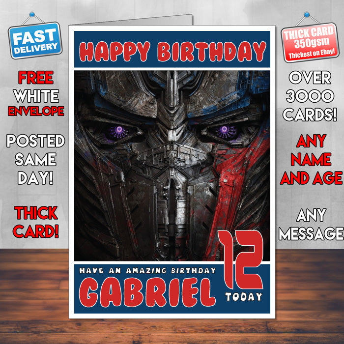 Personalised Transformers The Last Knight INSPIRED THEME Movie Birthday Card (SA)