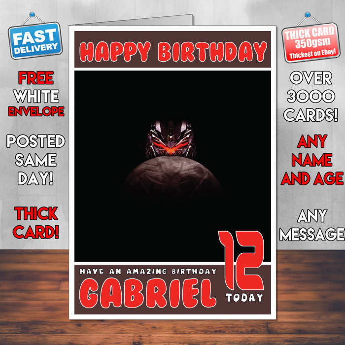 Personalised Transformers Dark of the Moon Inspired Theme Movie Birthday Card