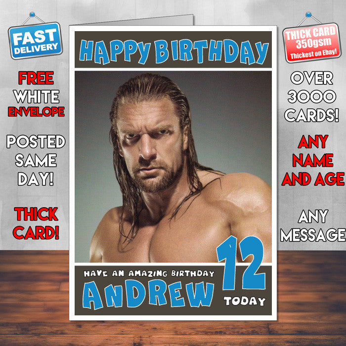 Personalised Triple H 1 WWE Inspired Style Birthday Card (SA)