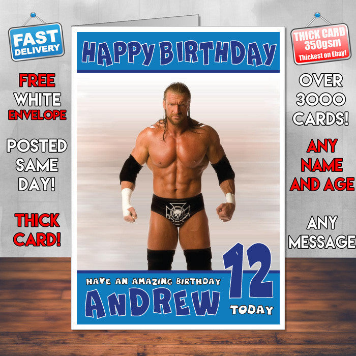 Personalised Triple H 2 WWE Inspired Style Birthday Card (SA)