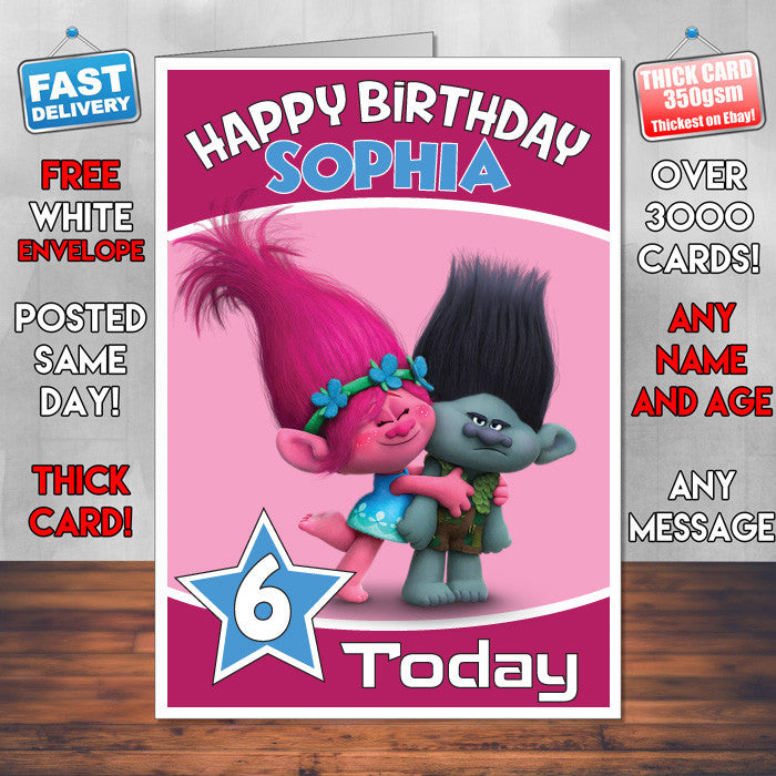 Personalised Troll 2 Birthday Card (SA)