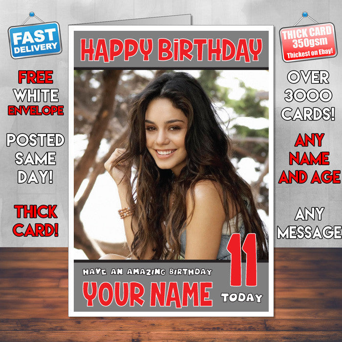 Personalised Vanessa Hudgens 3 Celebrity Inspired Style Birthday Card (SA)