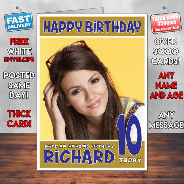 Personalised Victoria Justice 3 Celebrity Birthday Card