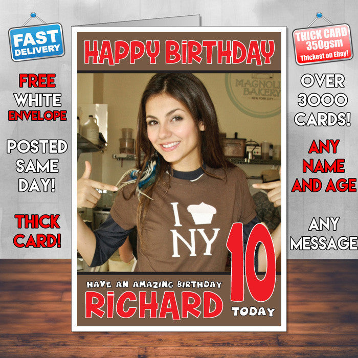 Personalised Victoria Justice 9 Celebrity Inspired Style Birthday Card (SA)