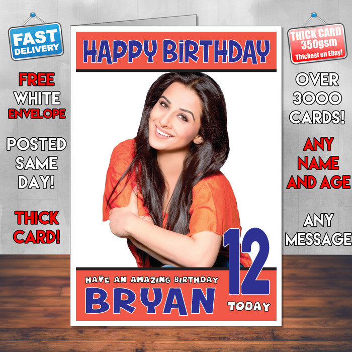 Personalised Vidya Balan Celebrity Inspired Style Birthday Card (SA)