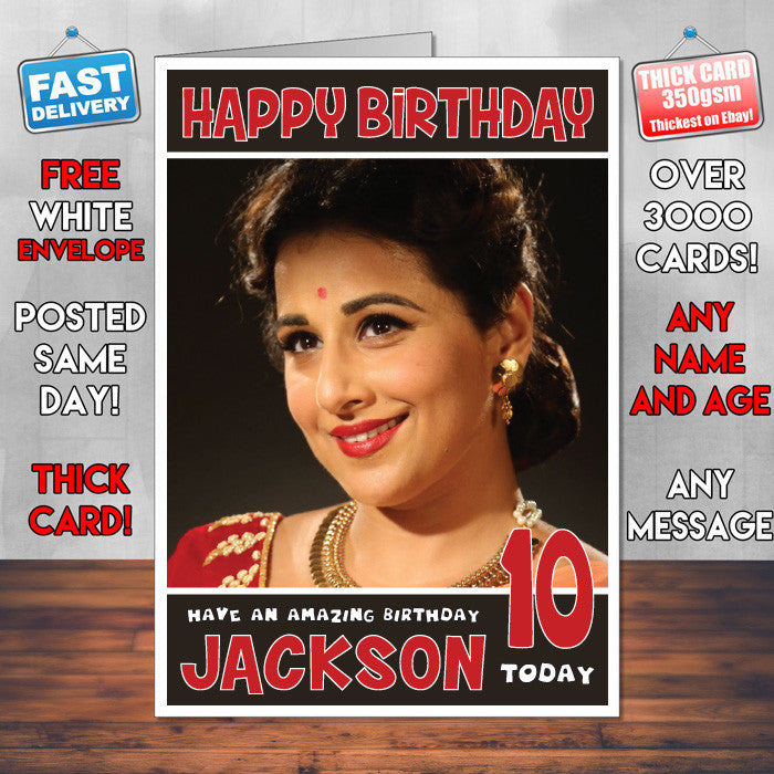 Personalised Vidya Balan 1 Bollywood Inspired Style Birthday Card (SA)