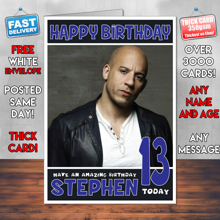 Personalised Vin Diesel 2 Celebrity Inspired Style Birthday Card (SA)