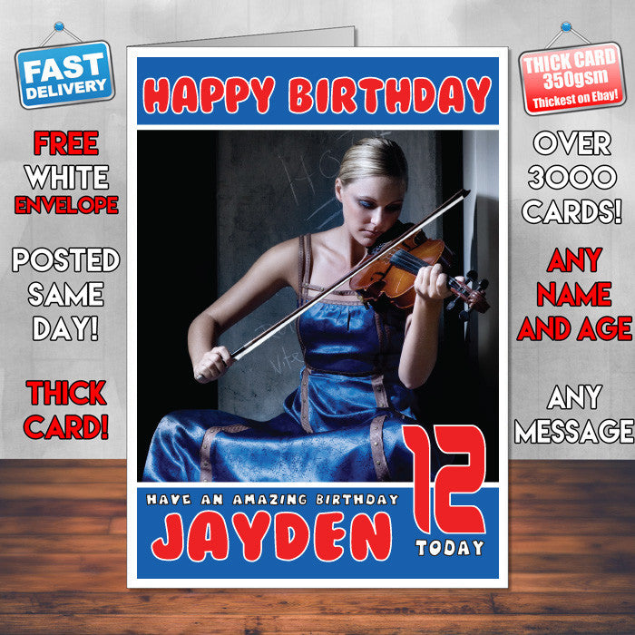 Personalised Violinist 1 INSPIRED THEME Music Birthday Card (SA)