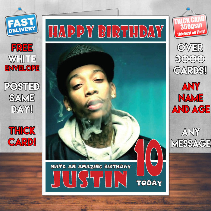 Personalised WIZ KHALIFA 1 Celebrity Inspired Style Birthday Card (SA)