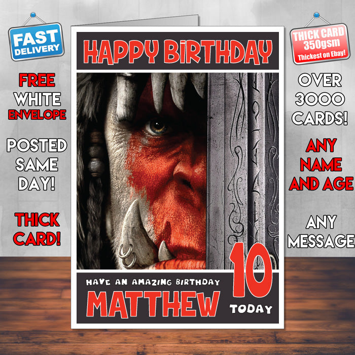 Personalised Warcraft 2016 INSPIRED THEME Movie Birthday Card (SA)
