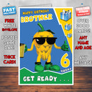 Personalised Yellow 3D Style Inspired Cartoon Birthday Card (SA)