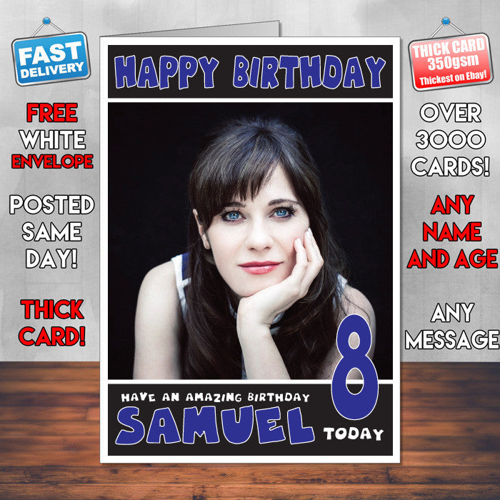 Personalised Zooey Deschanel 1 Celebrity Inspired Style Birthday Card (SA)