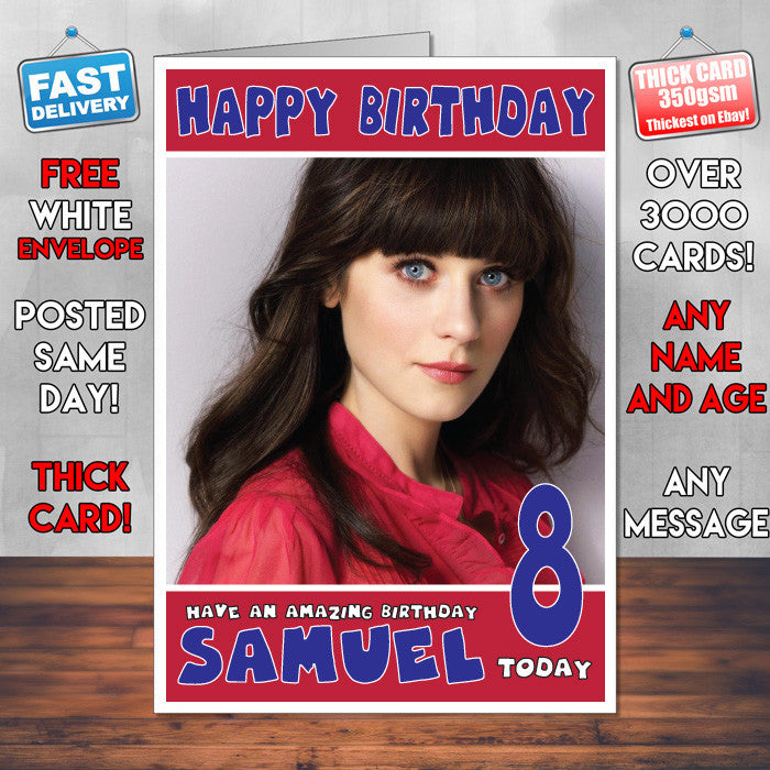 Personalised Zooey Deschanel 2 Celebrity Inspired Style Birthday Card (SA)